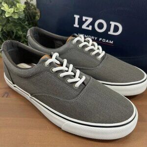 Izod Rangley Men's Lace Up Casual Canvas shoe Memory Foam Gray Sneaker